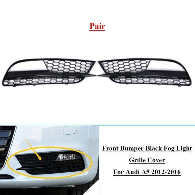 Black Front Bumper Fog Light Lamp Grille Covers For Audi A5 2012-2016 Pair