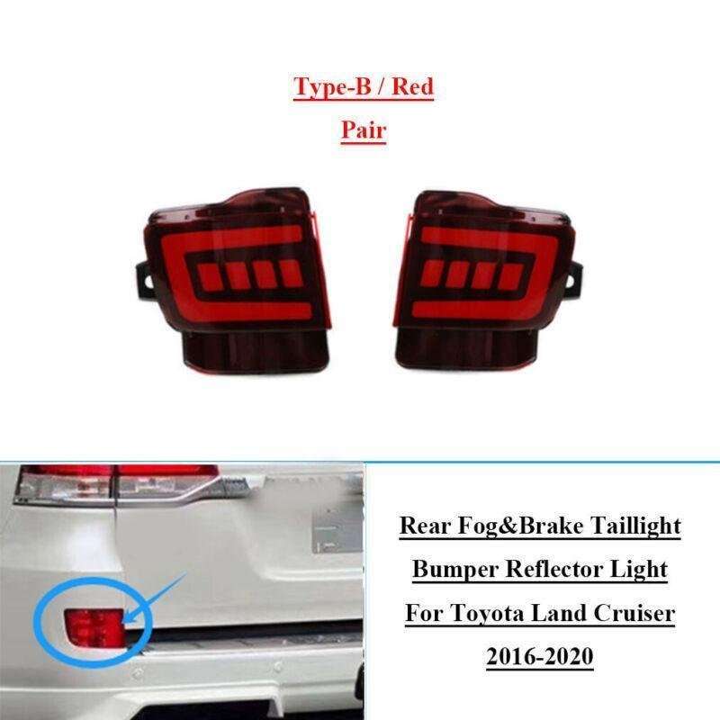 Red Rear Taillight Bumper Reflector Light For Toyota Land Cruiser 16-20 Pair B