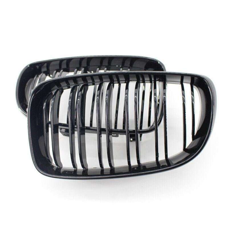 2X/Set Shiny Black Dual Slat Front Grille Fit for BMW 1 Series E87 E82 E88 Grill