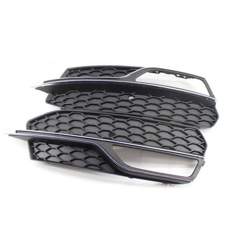 Fit For Audi A3 S3 S-Line 14-16 Pair of Bumper Fog Light Chrome Grill Grille