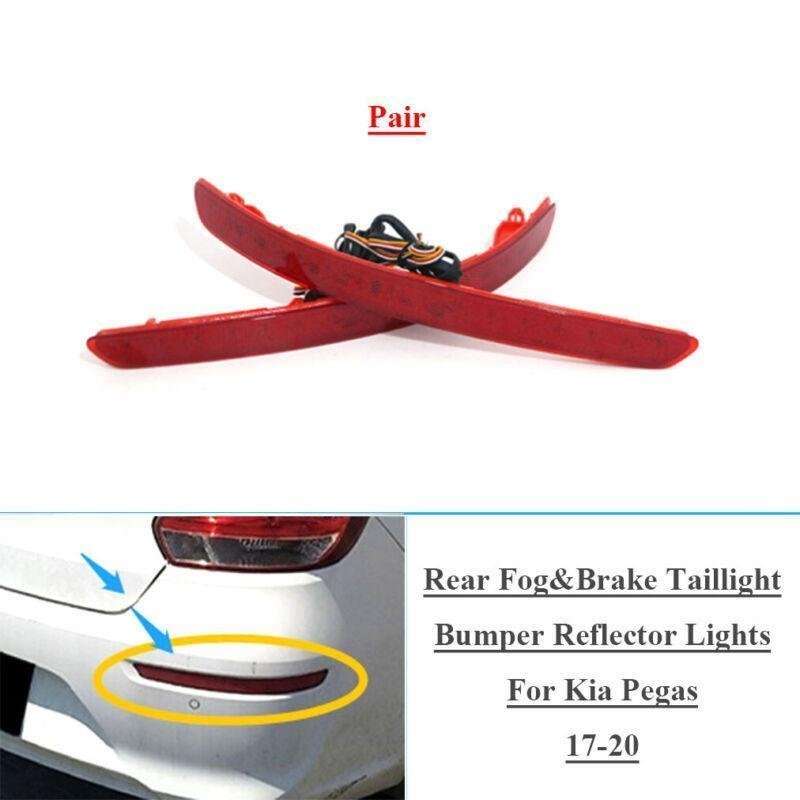 Rear Fog&amp;Brake Taillight Bumper Reflector Lights For Kia Pegas 2017-2020 Pair A