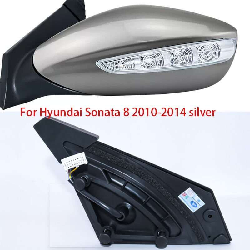 Silver Right For Hyundai Sonata 8 10-14 Rearview Mirror Assembly 5 Wires 1PCS