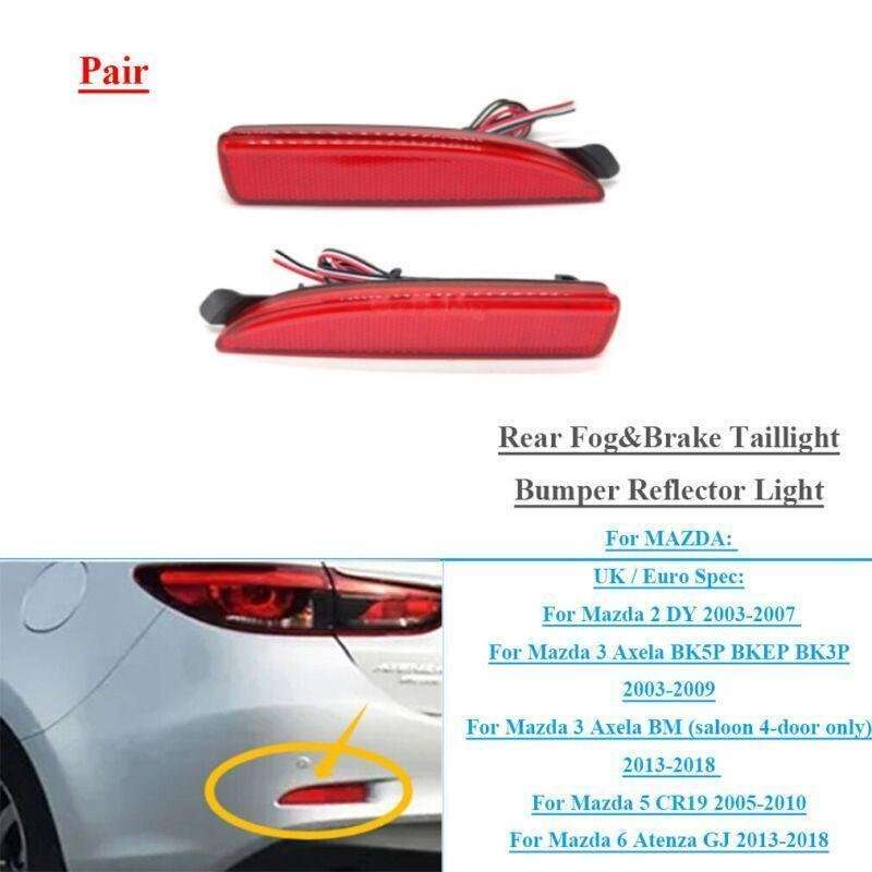 LED Rear Taillight Bumper Reflector Light For Mazda 3 Axela/ 5 / 6 Atenza Pair