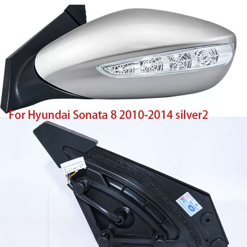 Silver2 Right For Hyundai Sonata 8 10-14 Rearview Mirror Assembly 5 Wires 1PCS