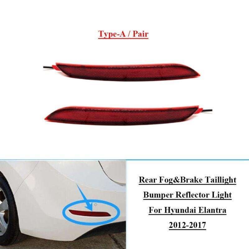 Rear Fog&amp;Brake Taillight Bumper Reflector Light For Hyundai Elantra 12-17 Pair A