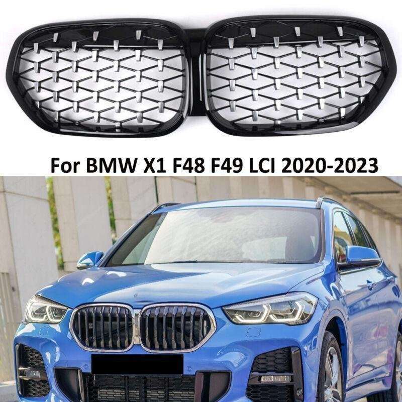 For BMW X1 F48 F49 LCI 2020-2023 Front Kidney Center Diamond Metor Grille Grill