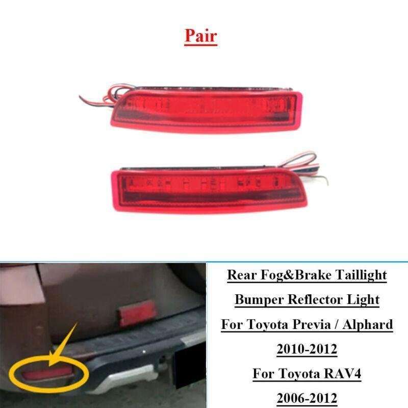 Rear Bumper Reflector Brake Lights For Toyota RAV4 06-12 Previa / Alphard Pair