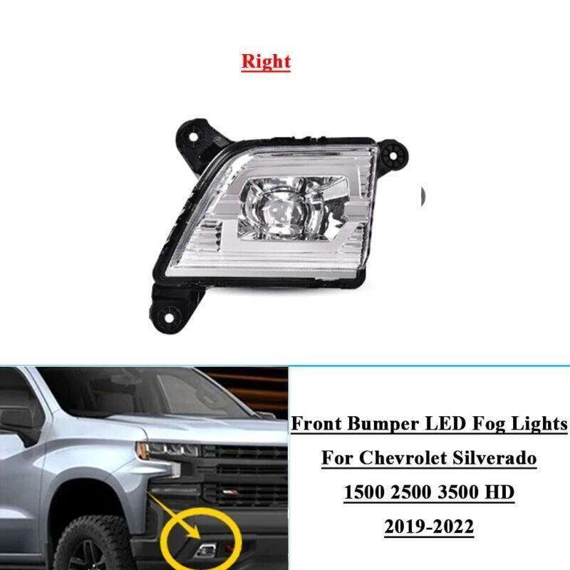 Front Bumper Fog Lights For Chevrolet Silverado 1500 2500 HD 2019-2022 Right B