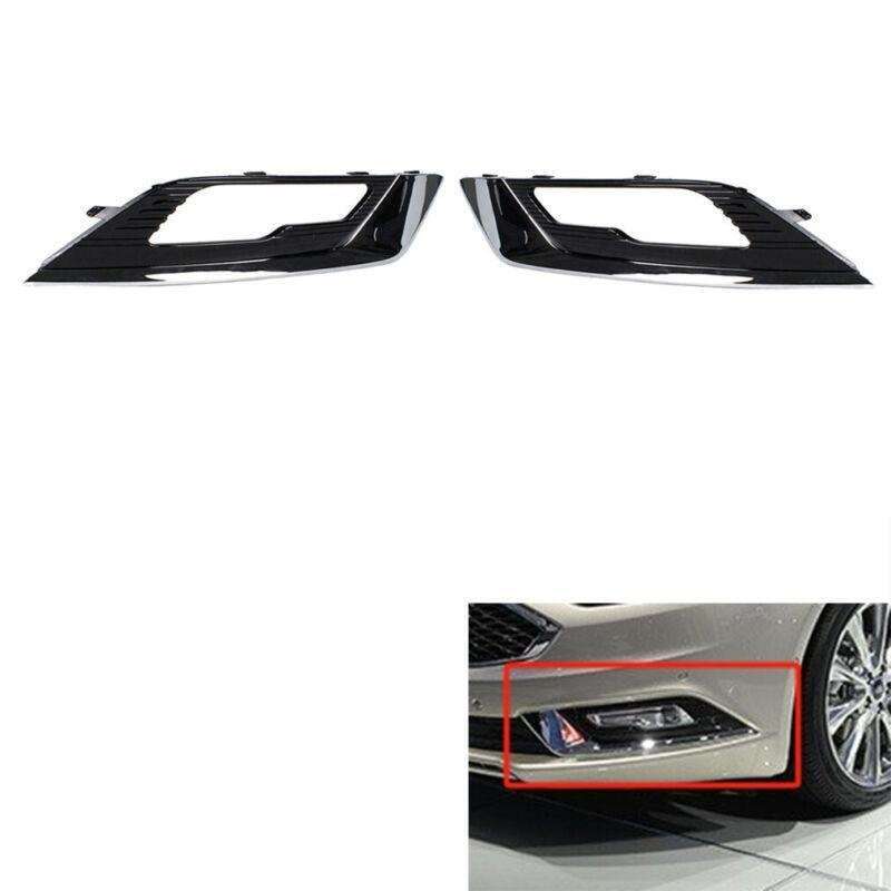 Front Bumper Fog Light Grille Bezel Cover For Ford Fusion 2017 2018 Chrome Pair