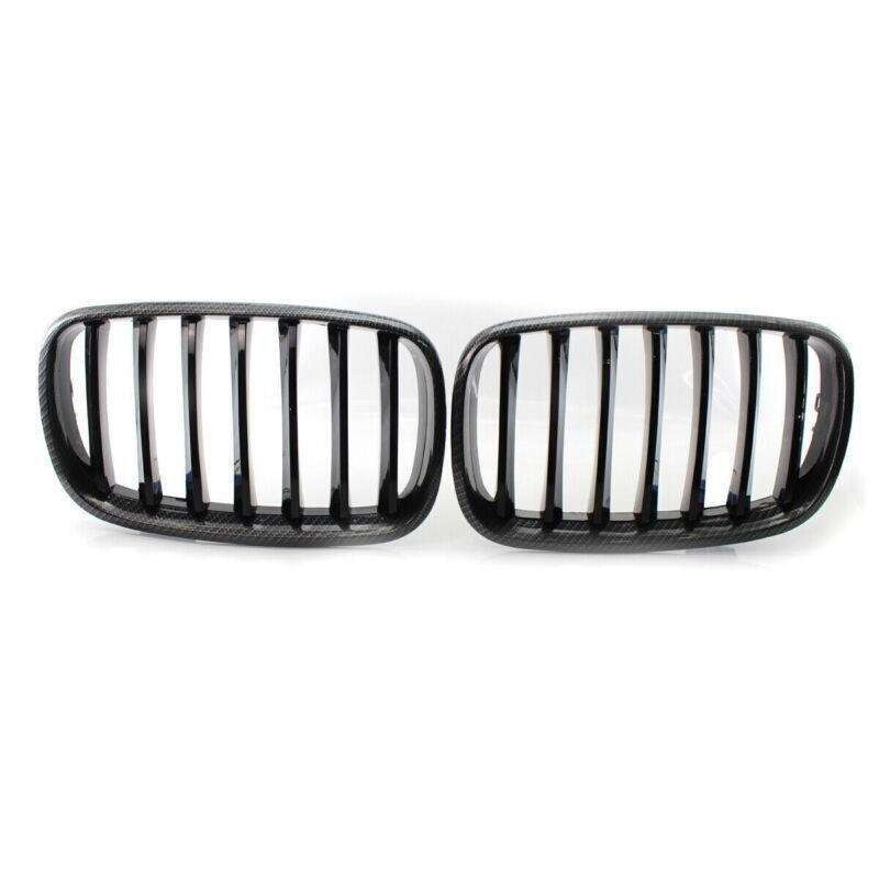 For BMW X5 X6 E70 E71 2007-2013 Carbon Frame Glossy Black Slat Grill Car Grille