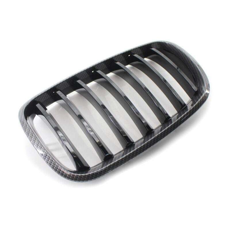 For BMW X5 X6 E70 E71 2007-2013 Carbon Frame Glossy Black Slat Grill Car Grille