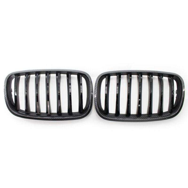 For BMW X5 X6 E70 E71 2007-2013 Carbon Frame Glossy Black Slat Grill Car Grille