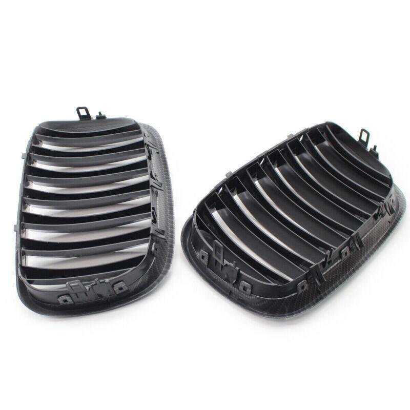 For BMW X5 X6 E70 E71 2007-2013 Carbon Frame Glossy Black Slat Grill Car Grille