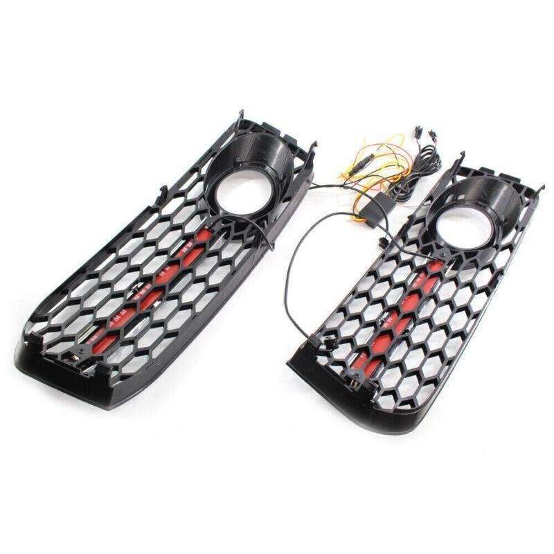 2x Honeycomb Mesh Grille Flowing LED Fog Light Cover Turn Signal For Audi S5 RS5
