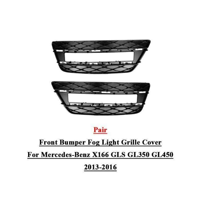 2xFront Bumper Fog Light Grille Cover For Benz X166 GLS GL350 GL450 2013-2016 LR
