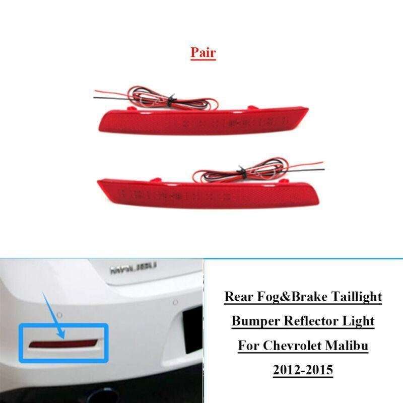 Rear Fog&amp;Brake Taillight Bumper Reflector Light For Chevrolet Malibu 12-15 Pair