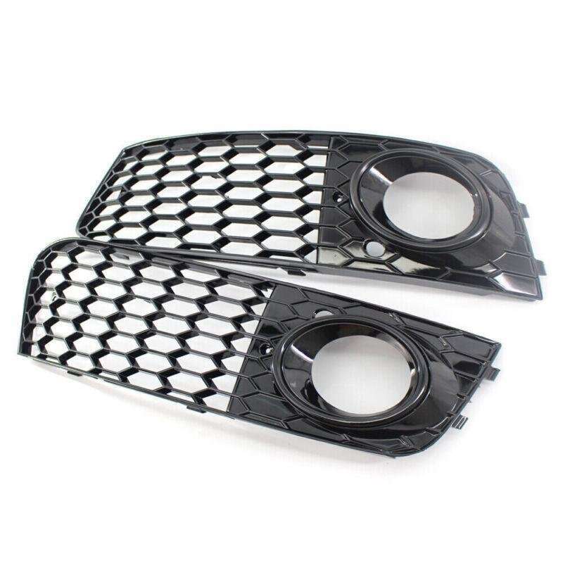 For 2009-11 AUDI A4 B8 BASE HONEYCOMB Front BUMPER FOG LIGHT GRILLE COVER BLACK