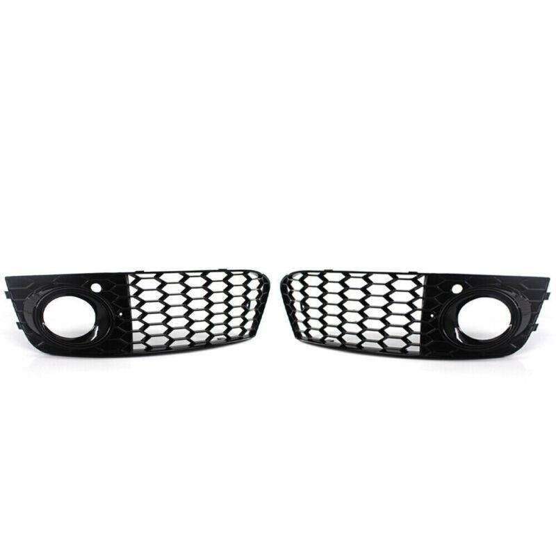 For 2009-11 AUDI A4 B8 BASE HONEYCOMB Front BUMPER FOG LIGHT GRILLE COVER BLACK