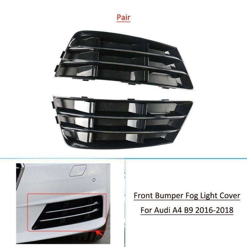 Front Bumper Fog Light Grille Cover Lower For Audi A4 B9 2016-2018 2017 Pair