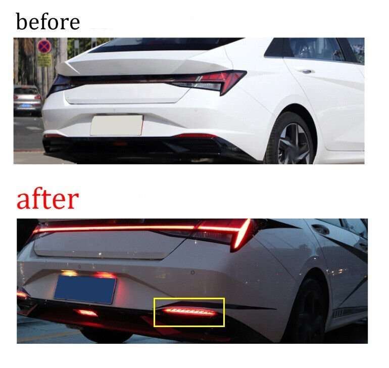 For Hyundai Elantra 2021-2023 LED Rear Bumper Reflector Brake Light Lamp 2PCS