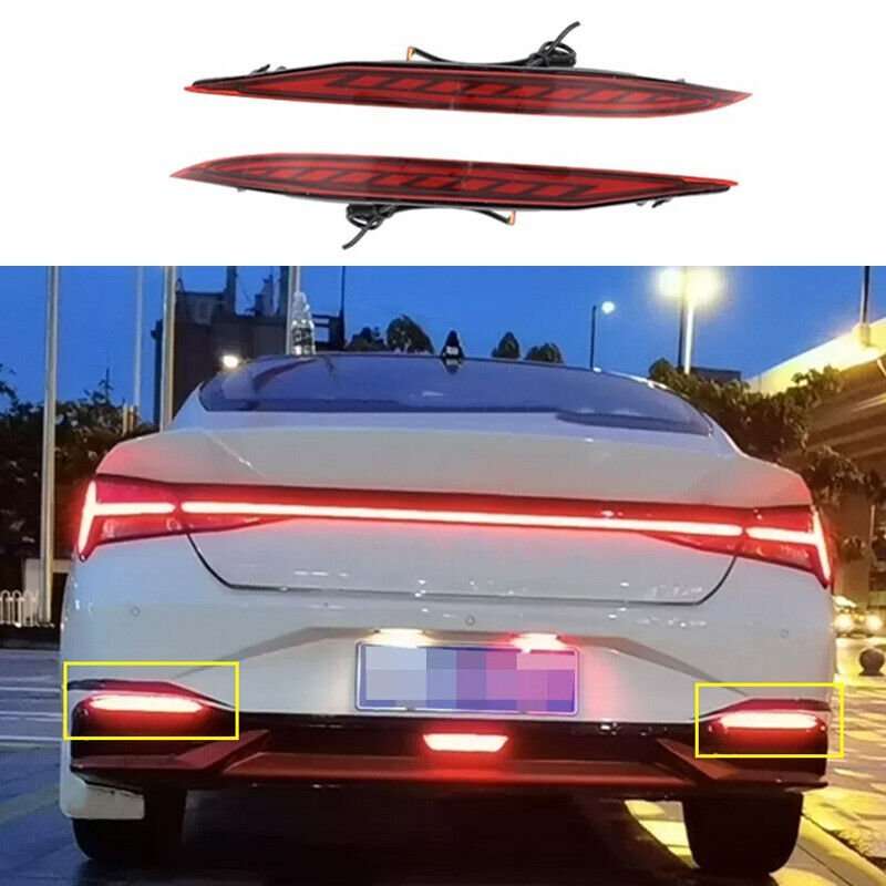 For Hyundai Elantra 2021-2023 LED Rear Bumper Reflector Brake Light Lamp 2PCS