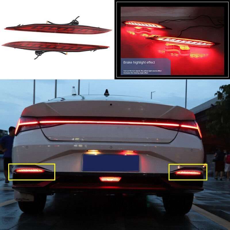 For Hyundai Elantra 2021-2023 LED Rear Bumper Reflector Brake Light Lamp 2PCS