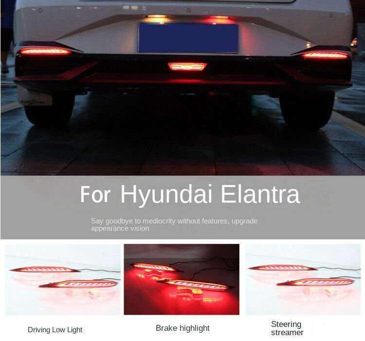 For Hyundai Elantra 2021-2023 LED Rear Bumper Reflector Brake Light Lamp 2PCS