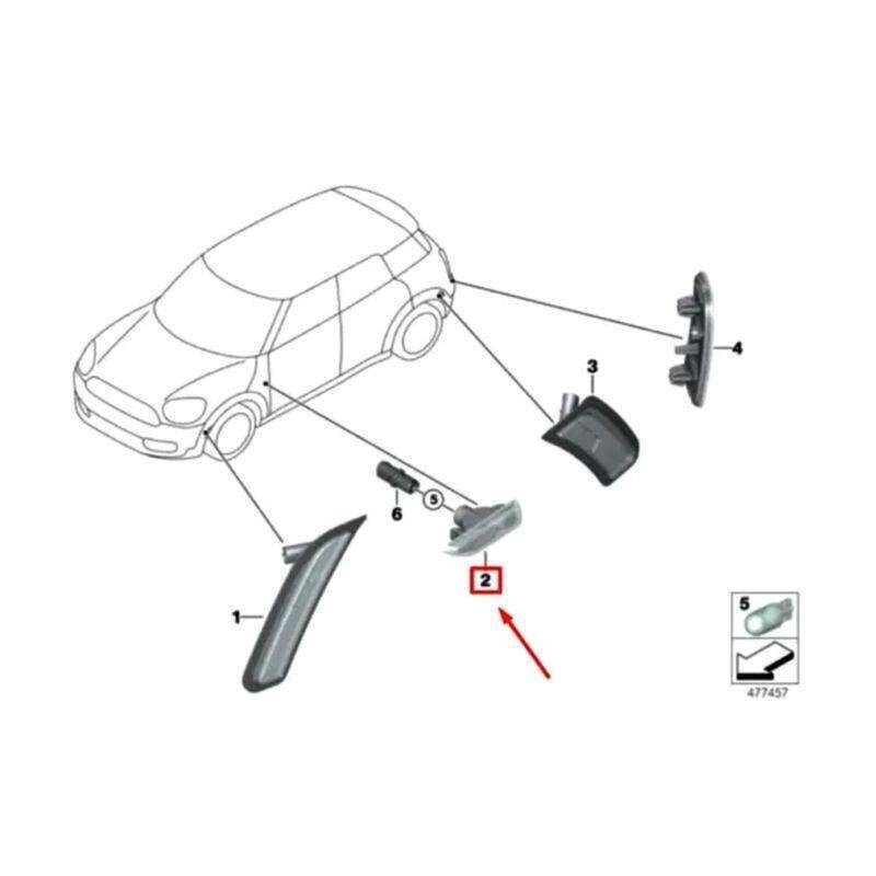 Car Side Marker Turn Signal Light For Mini Countryman F60 17-20 L 63137406369