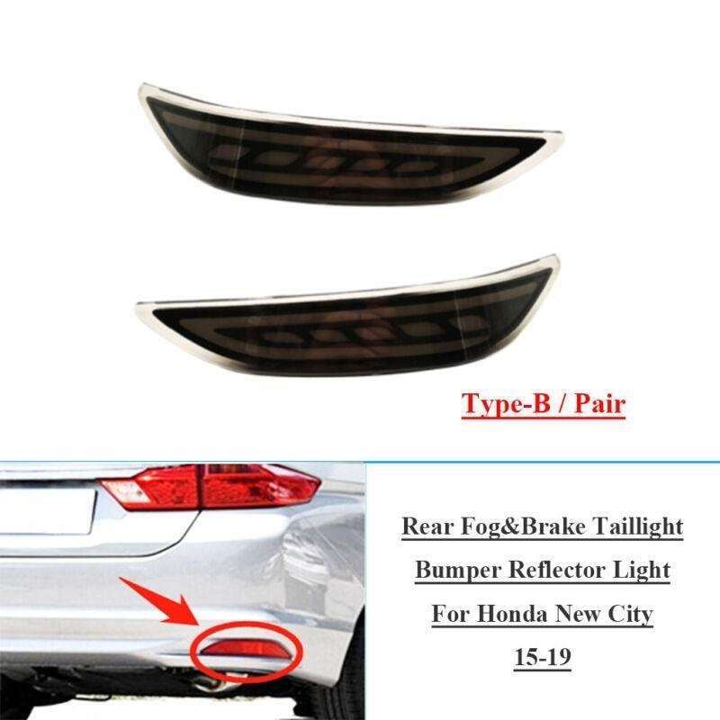Smoked Rear Brake Taillight Bumper Reflector Light For Honda City 15-19 Pair B