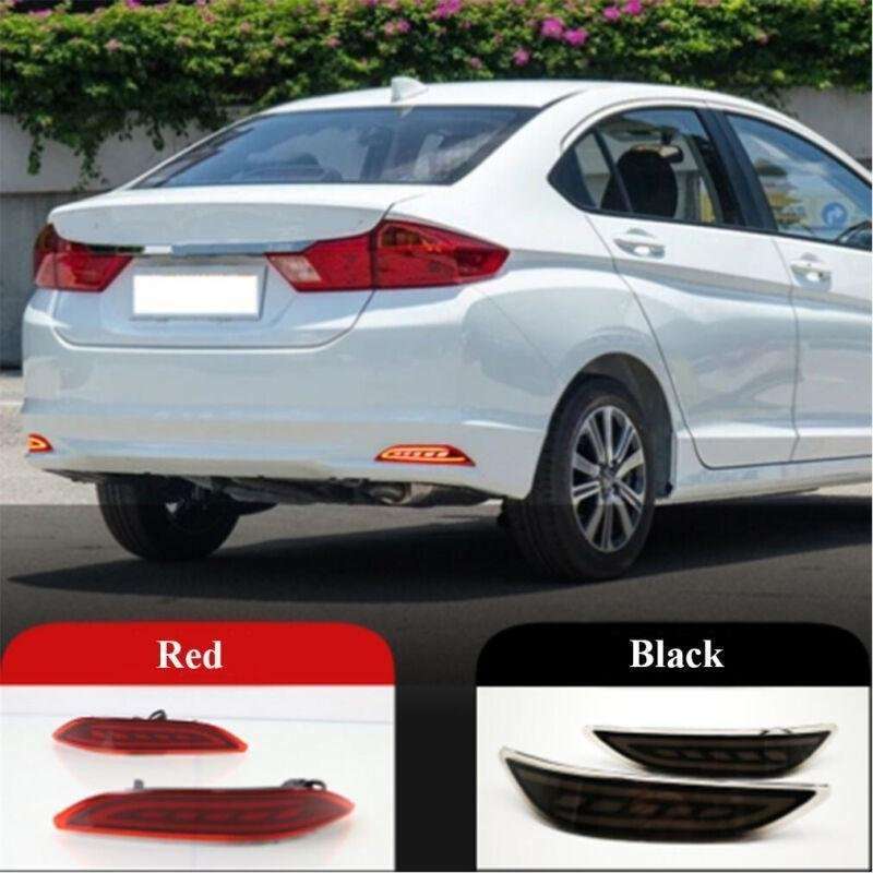 Smoked Rear Brake Taillight Bumper Reflector Light For Honda City 15-19 Pair B