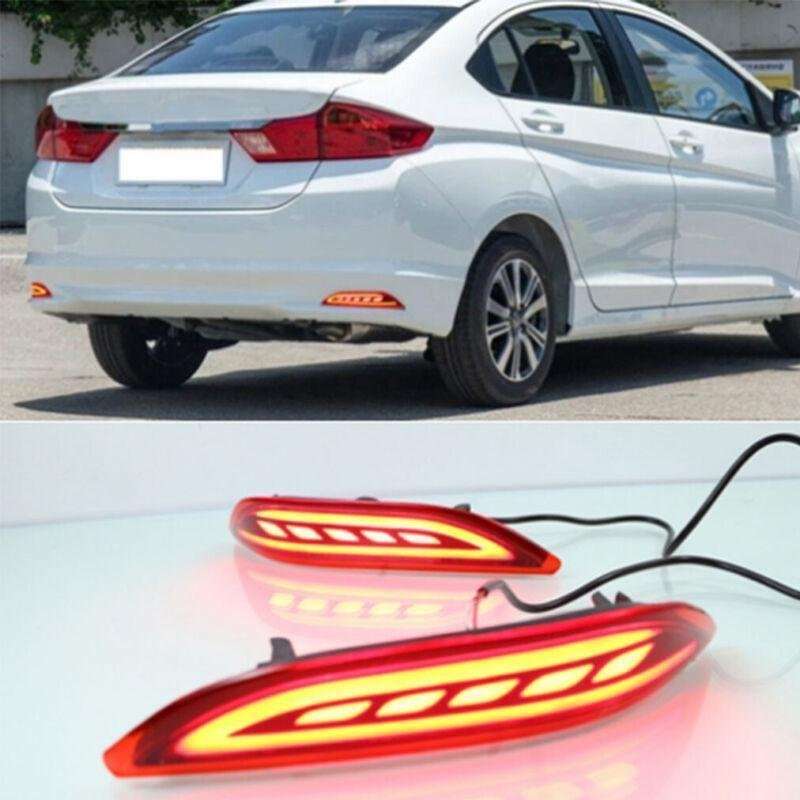 Smoked Rear Brake Taillight Bumper Reflector Light For Honda City 15-19 Pair B