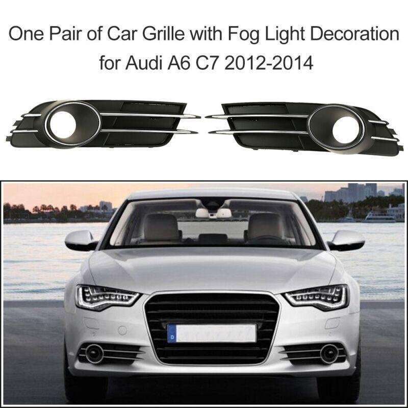 Pair Car Lower Bumper Grille and Fog Light Decoration fit for Audi A6 C7 12-14