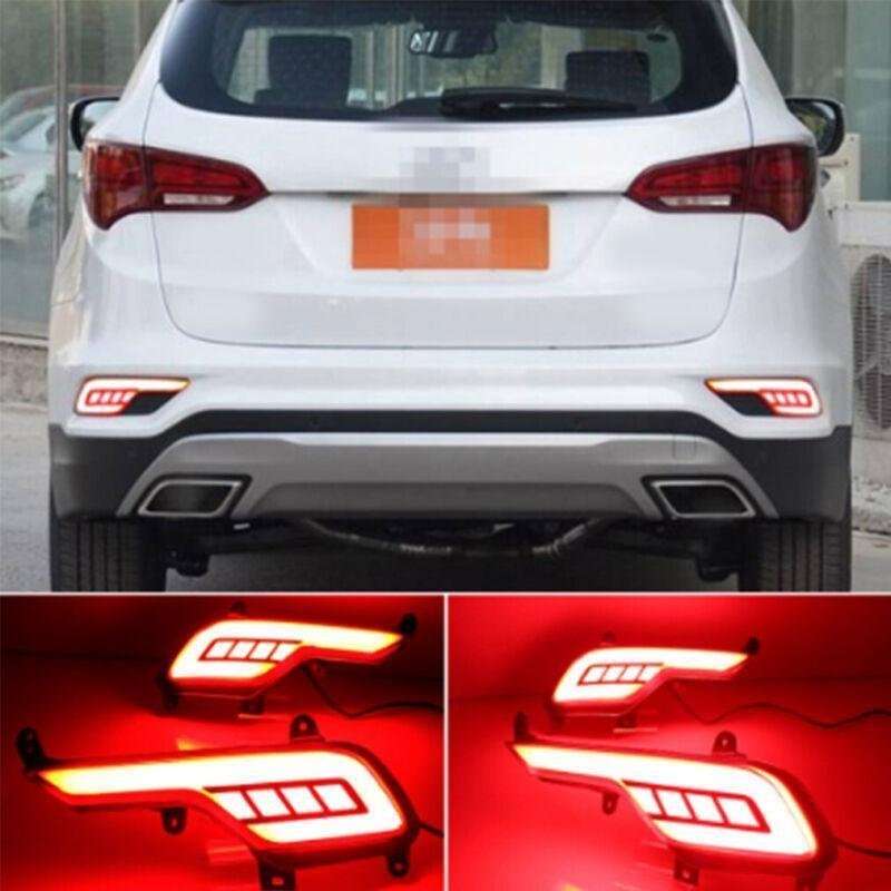 LED Rear Bumper Brake Tail Light Fog Lamp For Hyundai Santa Fe IX45 16-18 Pair