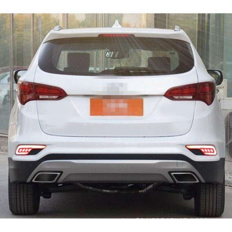 LED Rear Bumper Brake Tail Light Fog Lamp For Hyundai Santa Fe IX45 16-18 Pair