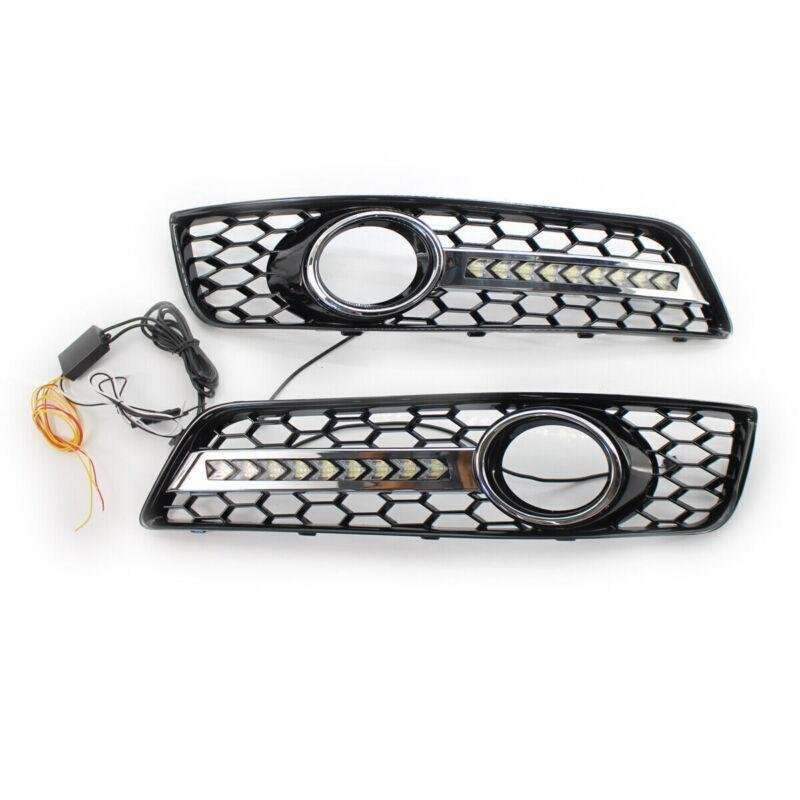 Honeycomb Front Bumper Lower Fog Light Grille w/ DRL Fit For Audi A3 8P 09-13