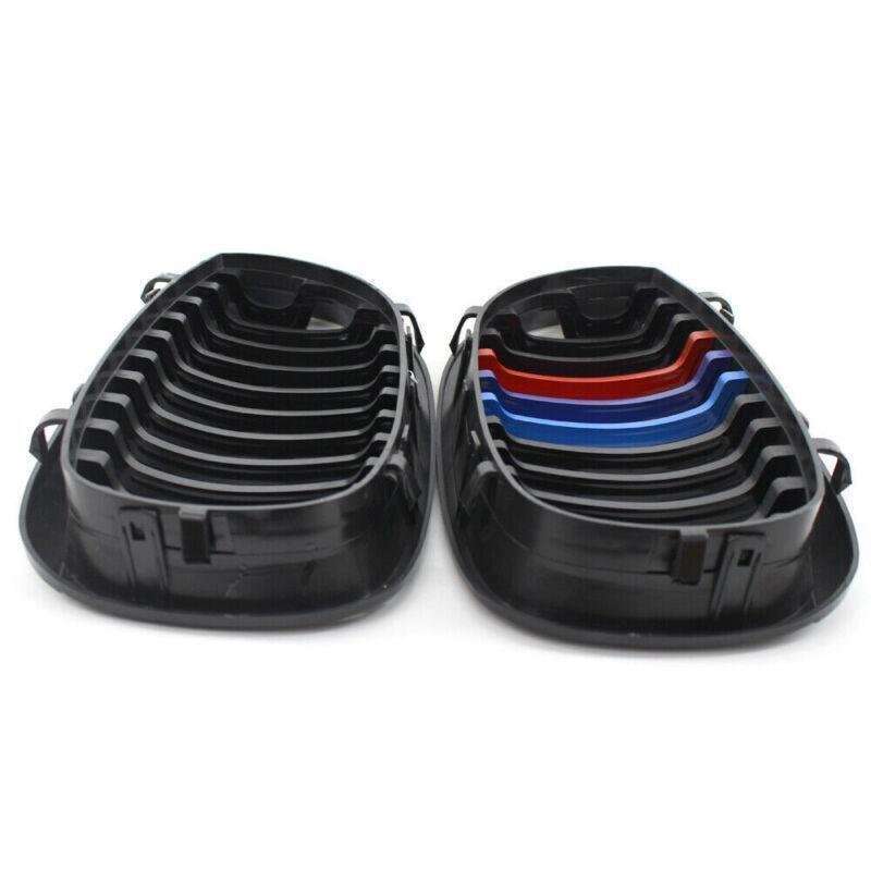 Gloss Black M-Color Kidney Sport Grille For BMW E46 LCI Facelift 2Dr 03-06