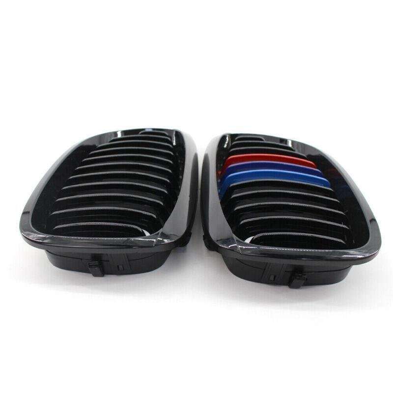 Gloss Black M-Color Kidney Sport Grille For BMW E46 LCI Facelift 2Dr 03-06