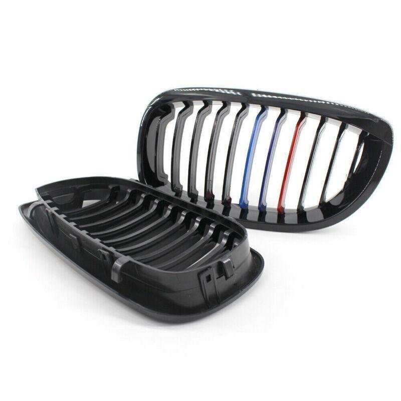 Gloss Black M-Color Kidney Sport Grille For BMW E46 LCI Facelift 2Dr 03-06