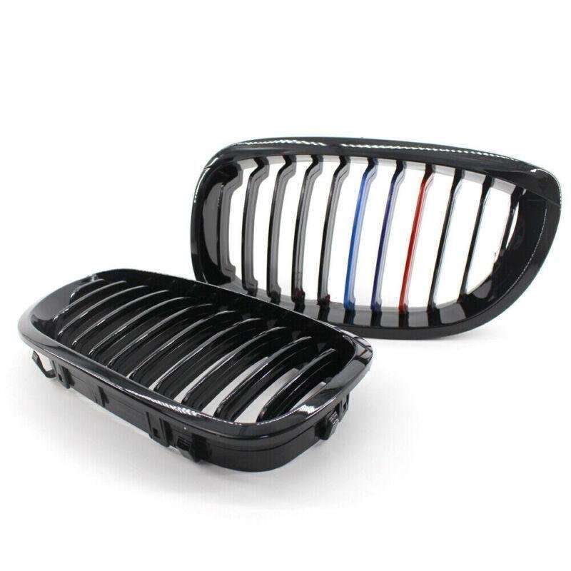 Gloss Black M-Color Kidney Sport Grille For BMW E46 LCI Facelift 2Dr 03-06