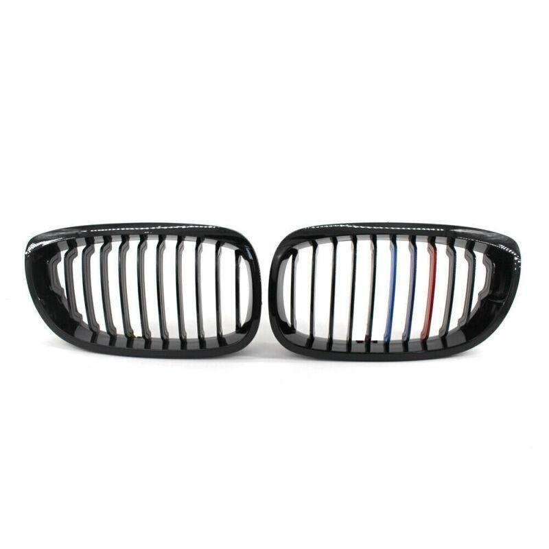 Gloss Black M-Color Kidney Sport Grille For BMW E46 LCI Facelift 2Dr 03-06
