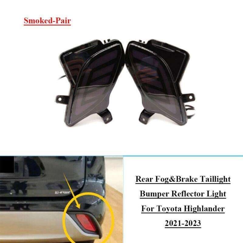Smoked Rear taillight Bumper Reflector Light For Toyota Highlander 21-23 Pair
