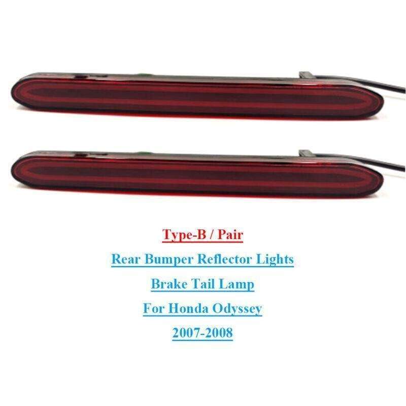 Rear Bumper Reflector Lights Brake Tail LampFor Honda Odyssey 2007-2008 Pair B