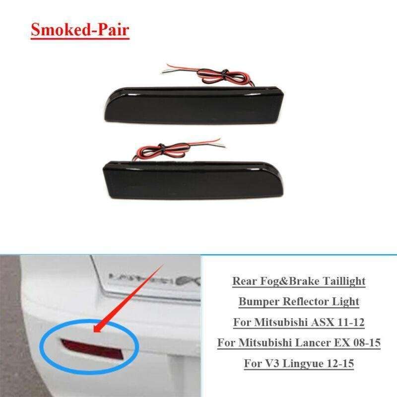 Smoked Rear Taillight Bumper Reflector Light For Mitsubishi Lancer EX 08-15 Pair