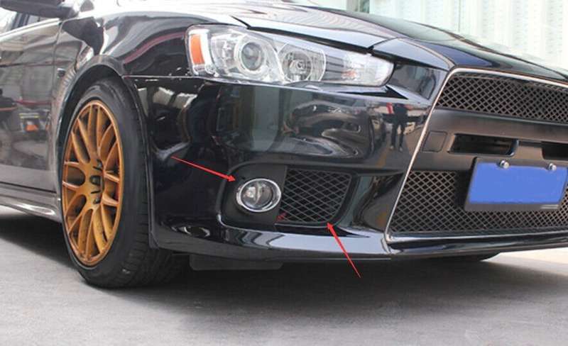 Black Front Fog Light Lamp Cover 2PCS For Mitsubishi Lancer Evolution 2007-2017