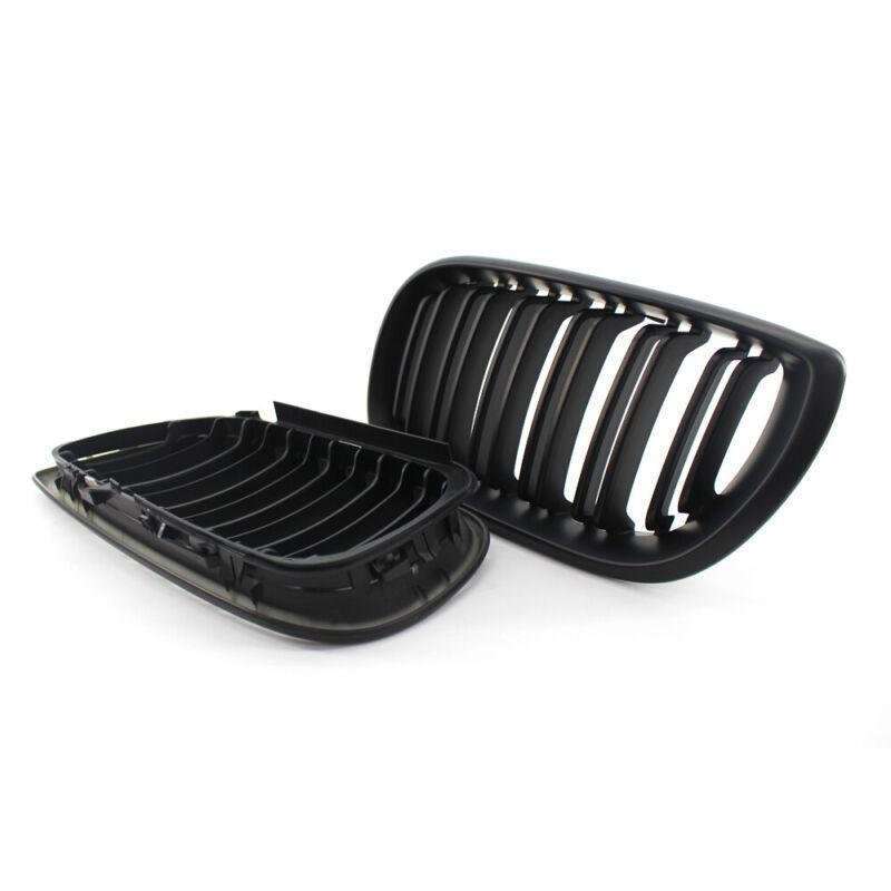 Matte Black Double Slat Front Kidney Grilles Fit For BMW E46 4D 02-05