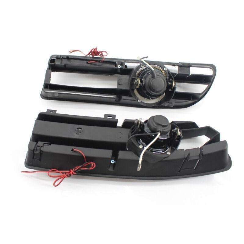 Car GRILLE Halogen FOG LIGHT Fit FOR VW JETTA BORA 99-04 LED DRL Yellow Lens