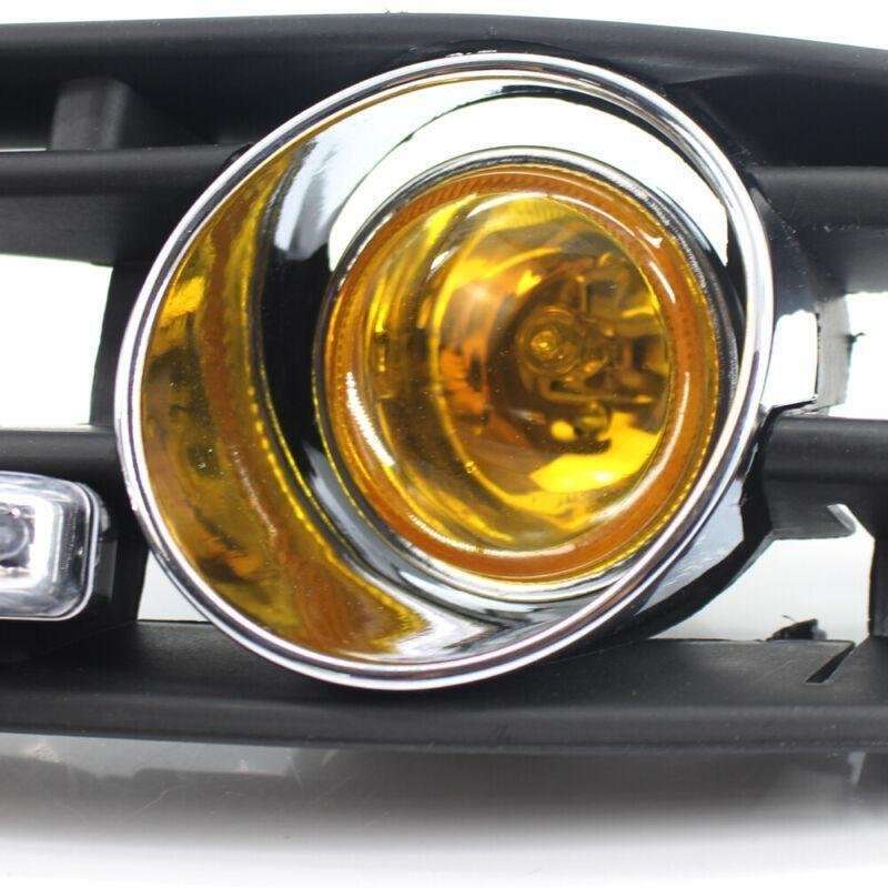 Car GRILLE Halogen FOG LIGHT Fit FOR VW JETTA BORA 99-04 LED DRL Yellow Lens