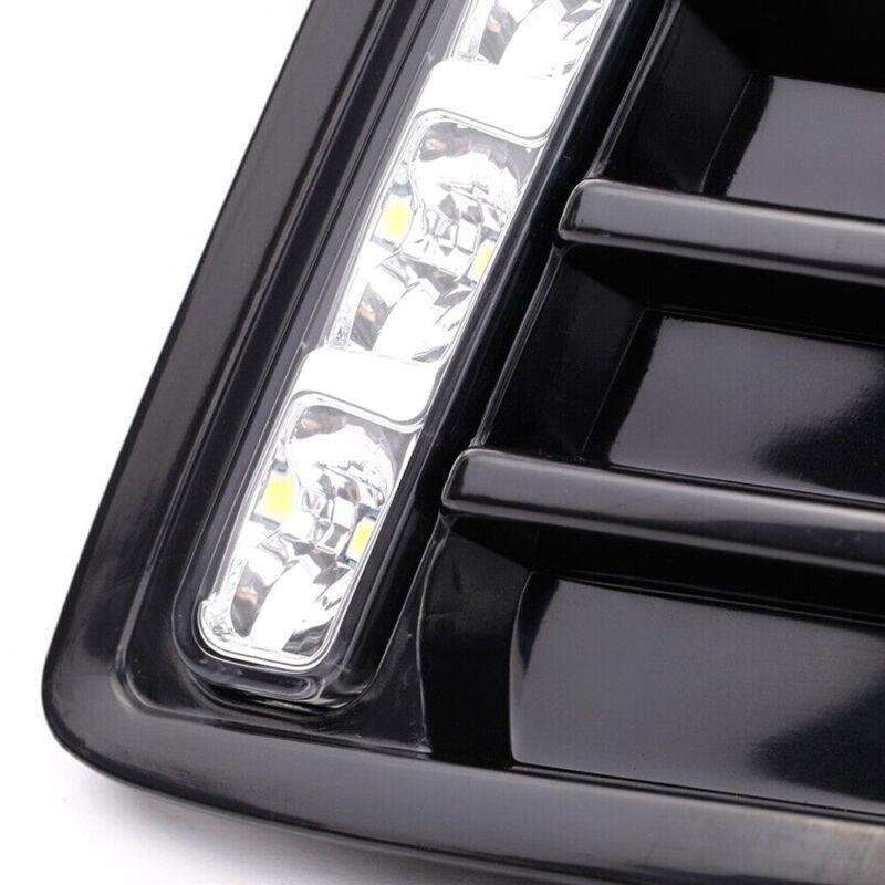 2X/Set Fit For Ford Focus 11-14 Front Bumper Grille with LED DRL Light Kit