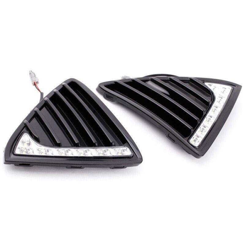 2X/Set Fit For Ford Focus 11-14 Front Bumper Grille with LED DRL Light Kit