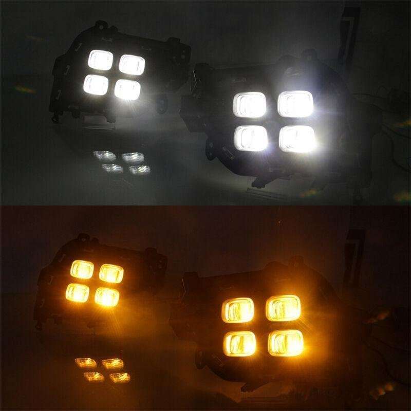 LED DRL Front Fog Light Lamp Streamer 3-Color Fit For Hyundai Ix25 2017-2019